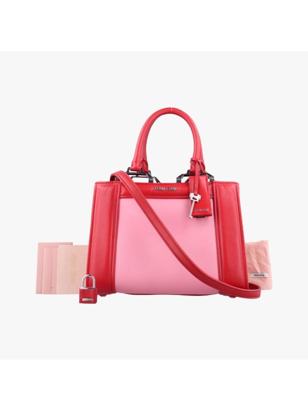 Miu Miu Madras Pink Red Leather
